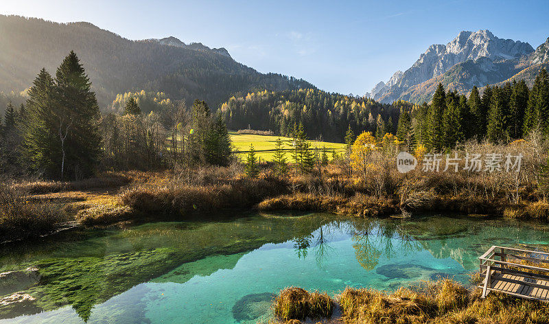 绿水，Zelenci, Triglav国家公园，Gorenjska，朱利安阿尔卑斯山，斯洛文尼亚，欧洲